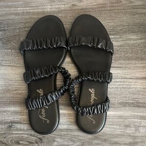 Free People Black Ruffled Sandals